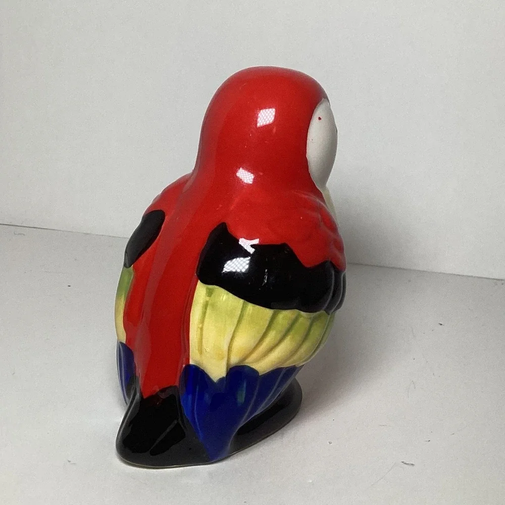 Ceramic Parrot Bird Salt Pepper Shaker Single Red Yellow Tropical Macaw Figurine